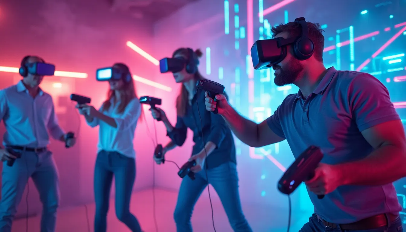 Collegas spelen een VR game